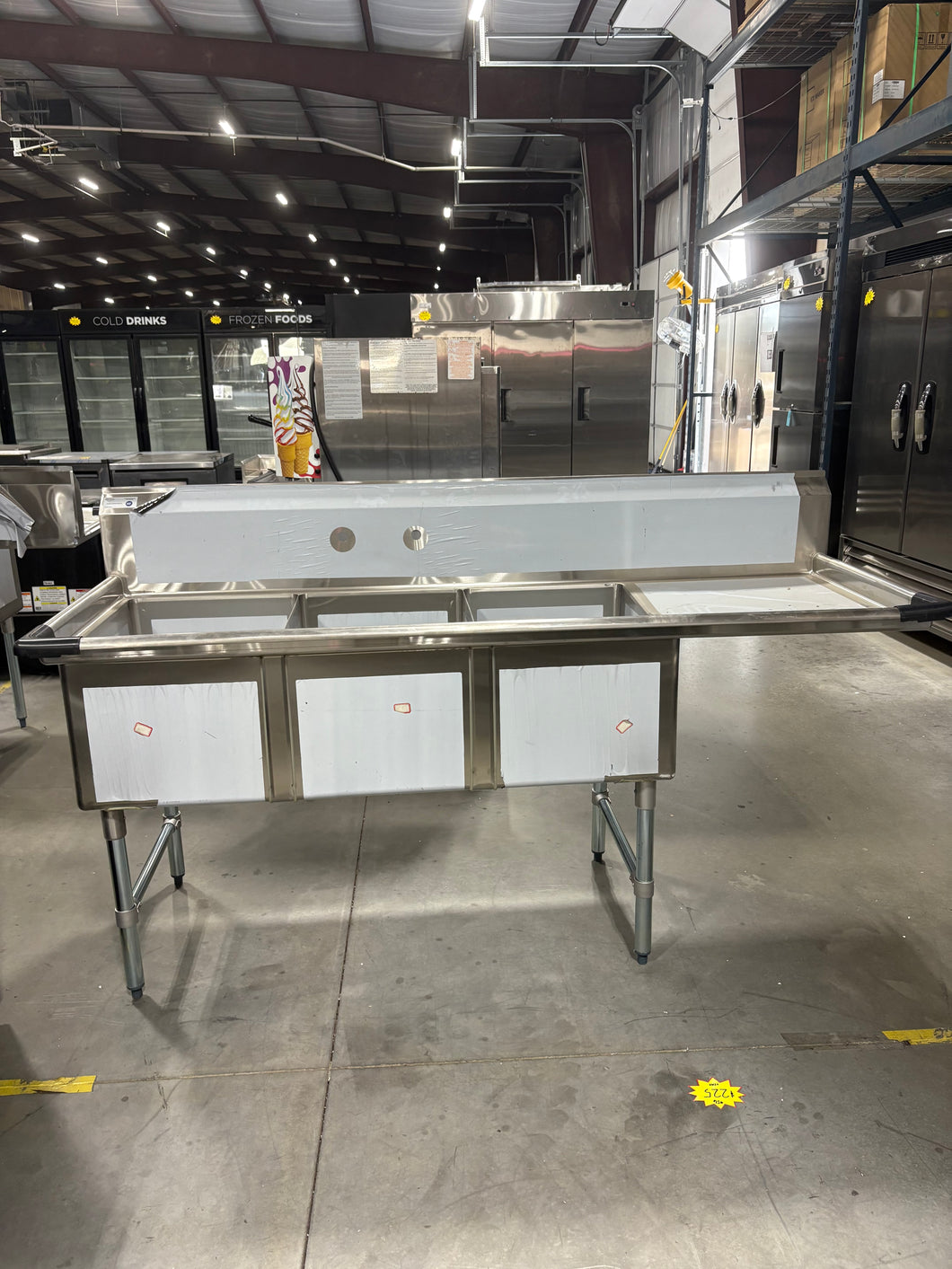 3 Compartment Sink w/ Right Drain Board